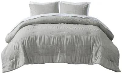 Madison Park Essentials Nimbus Grey 7 Piece Comforter Set with Bed Sheets