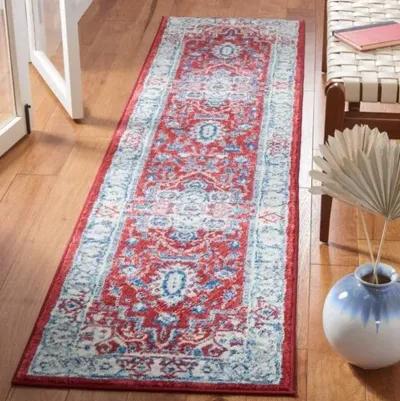 Brentwood 851 Red / Beige 2' X 8' Runner Powerloomed Rug