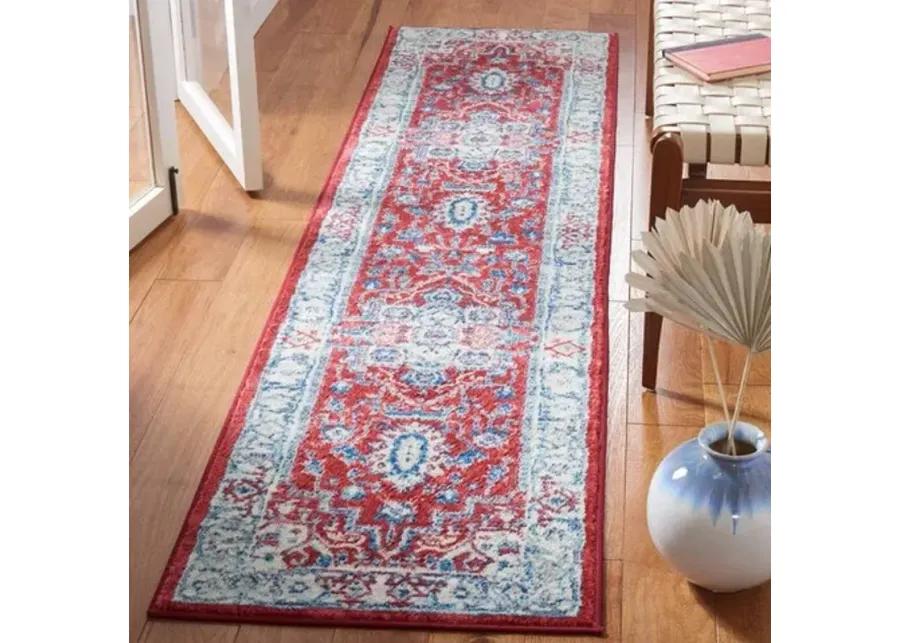 Brentwood 851 Red / Beige 2' X 8' Runner Powerloomed Rug