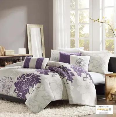 Madison Park Lola Purple 6 Piece Printed Duvet Cover Set