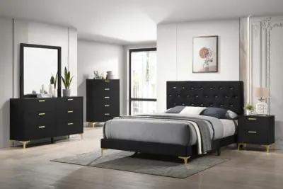 Kendall Tufted Panel California King Bed Black and Gold