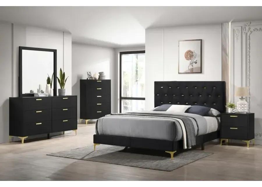 Kendall Tufted Panel California King Bed Black and Gold