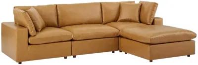 Commix Down Overstuffed Faux Leather 4-Piece Sectional 