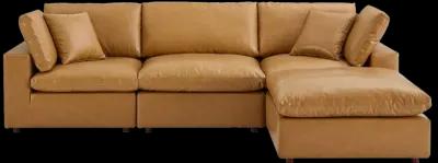 Commix Down Overstuffed Faux Leather 4-Piece Sectional 