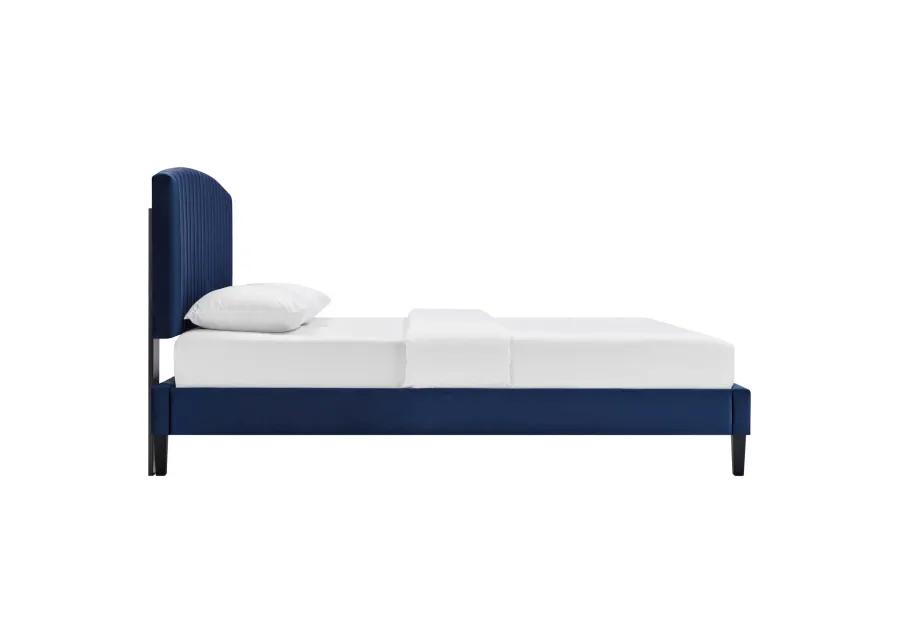 Alessi Performance Velvet Queen Platform Bed