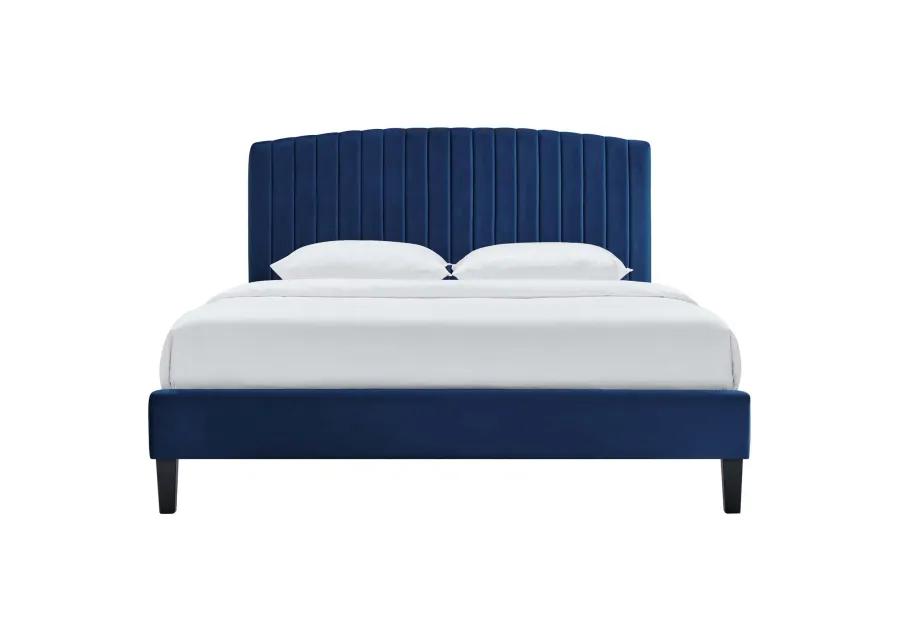 Alessi Performance Velvet Queen Platform Bed