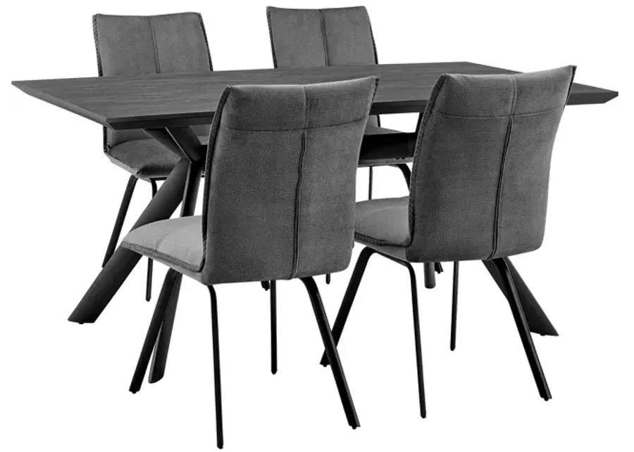 Margot and Charcoal Rylee 5 Piece Modern Rectangular Dining Set