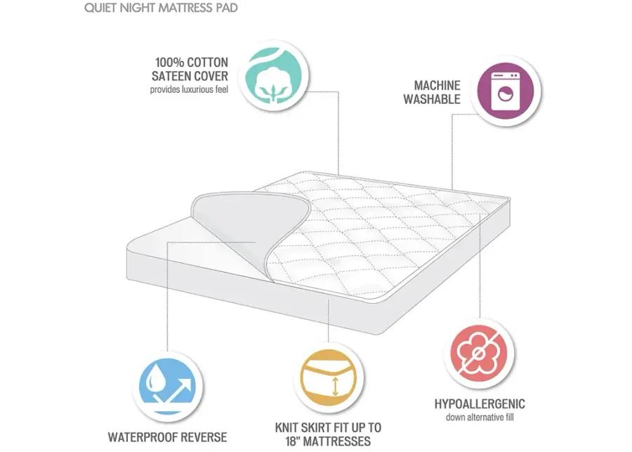 Madison Park Quiet Nights White 300 Thread Count Cotton Sateen Waterproof Mattress Pad