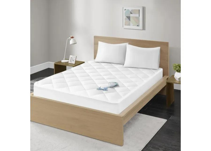 Madison Park Quiet Nights White 300 Thread Count Cotton Sateen Waterproof Mattress Pad