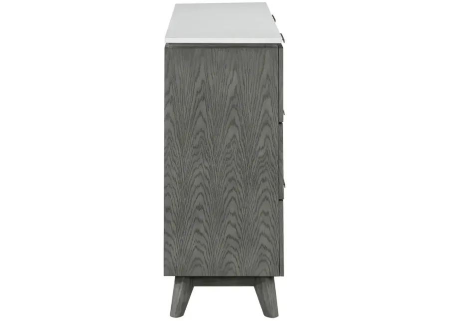 Nathan 6-drawer Dresser White Marble and Grey