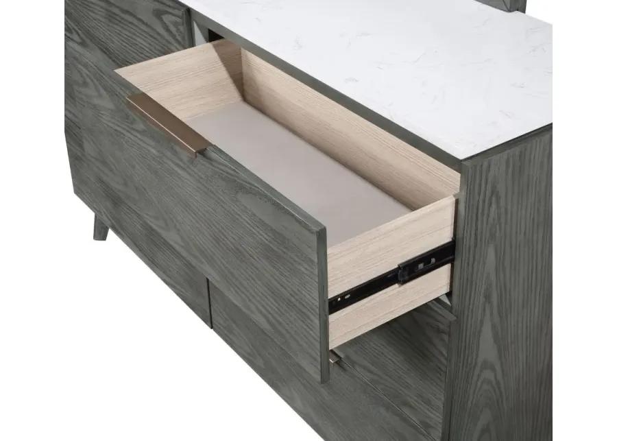 Nathan 6-drawer Dresser White Marble and Grey