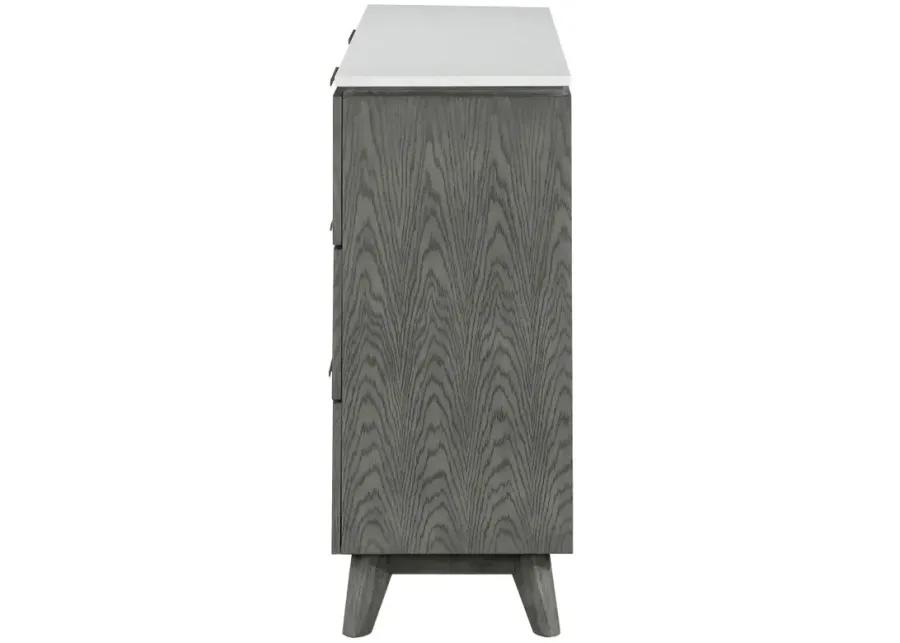 Nathan 6-drawer Dresser White Marble and Grey