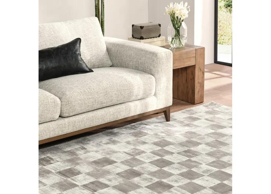 Berlin 5'x8' Indoor Soft Fabric Handwoven Checkered Dove Gray Accent Area Rug