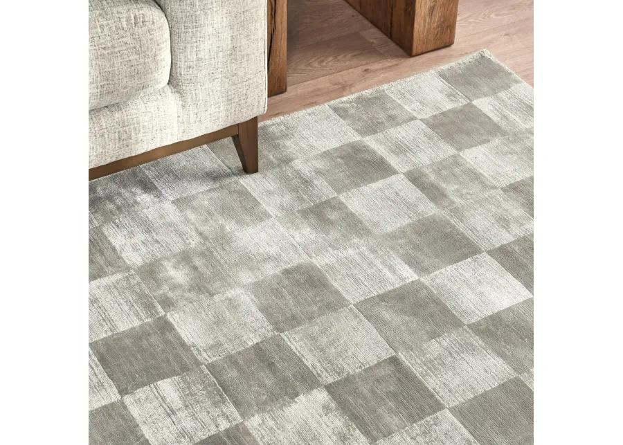 Berlin 5'x8' Indoor Soft Fabric Handwoven Checkered Dove Gray Accent Area Rug