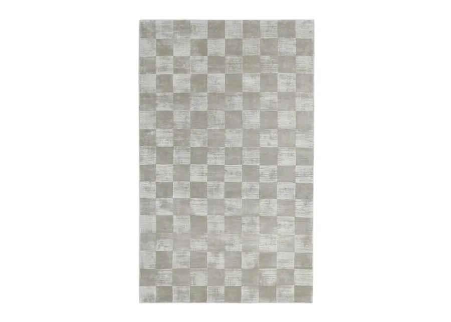 Berlin 5'x8' Indoor Soft Fabric Handwoven Checkered Dove Gray Accent Area Rug