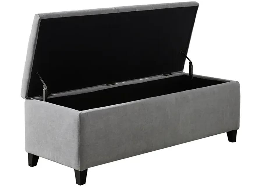 Madison Park Shandra Grey Tufted Top Soft Close Storage Bench