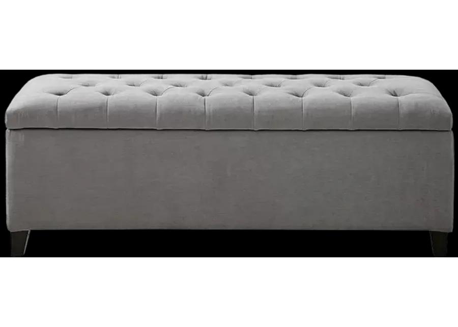 Madison Park Shandra Grey Tufted Top Soft Close Storage Bench