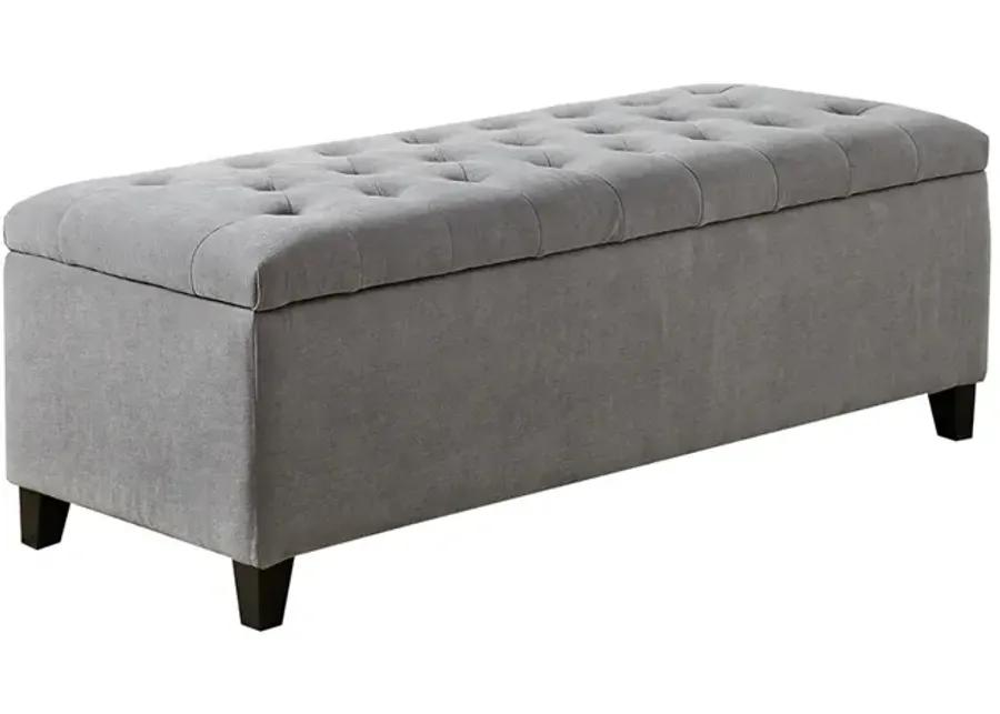 Madison Park Shandra Grey Tufted Top Soft Close Storage Bench