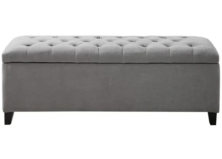 Madison Park Shandra Grey Tufted Top Soft Close Storage Bench