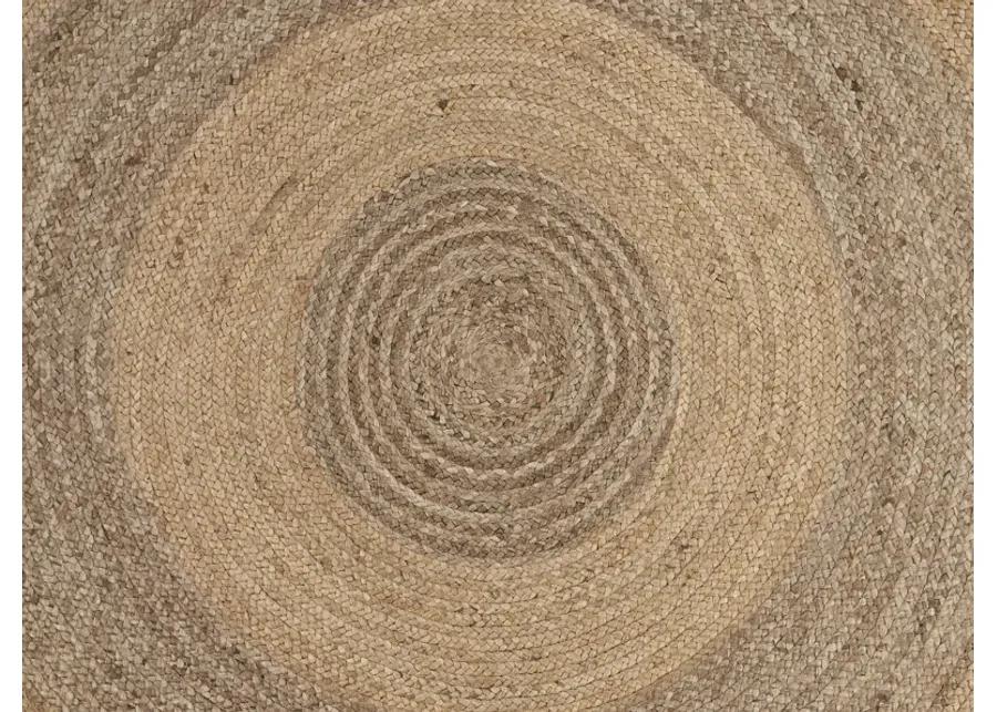 Nature Brown Contemporary Gradient Organic Jute Indoor Round Area Rug 6'