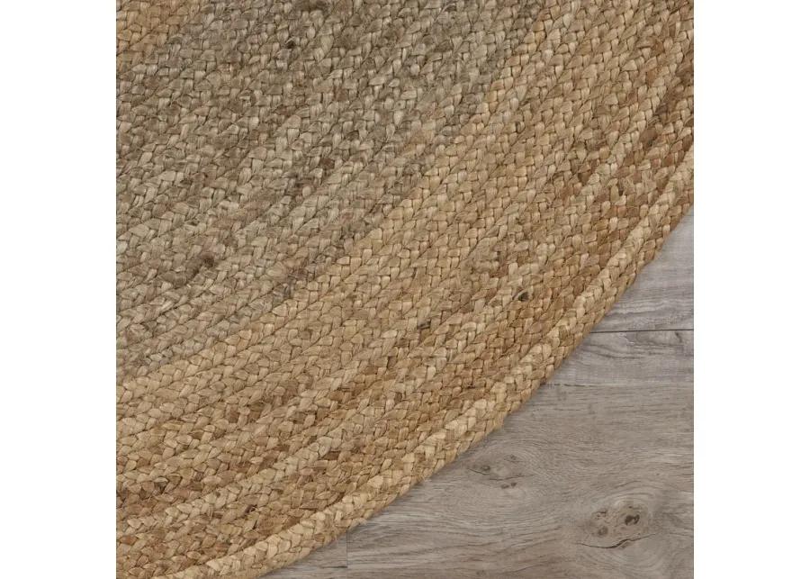 Nature Brown Contemporary Gradient Organic Jute Indoor Round Area Rug 6'