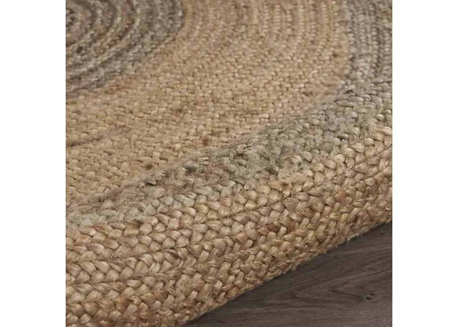 Nature Brown Contemporary Gradient Organic Jute Indoor Round Area Rug 6'