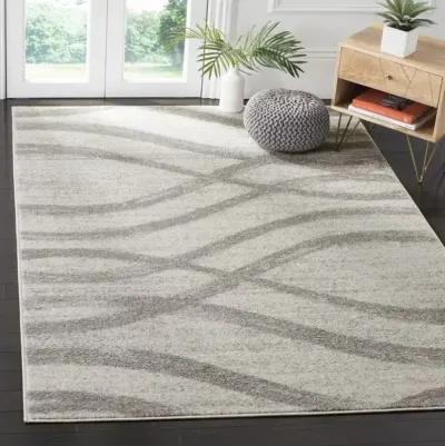 Adirondack Contemporary Cream / Grey 2'-6" X 10' Powerloomed Rug