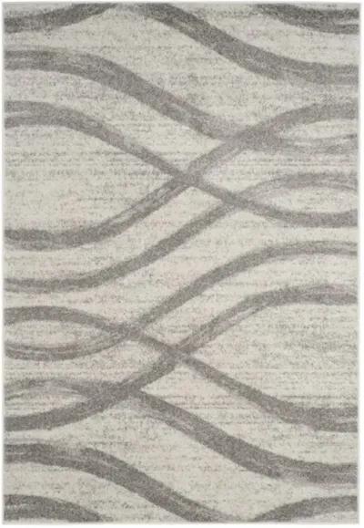 Adirondack Contemporary Cream / Grey 2'-6" X 10' Powerloomed Rug