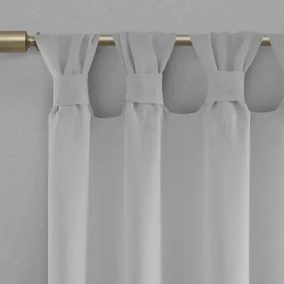 Madison Park Rosette Grey Floral Embellished Cuff Tab Top Solid Curtain Panel