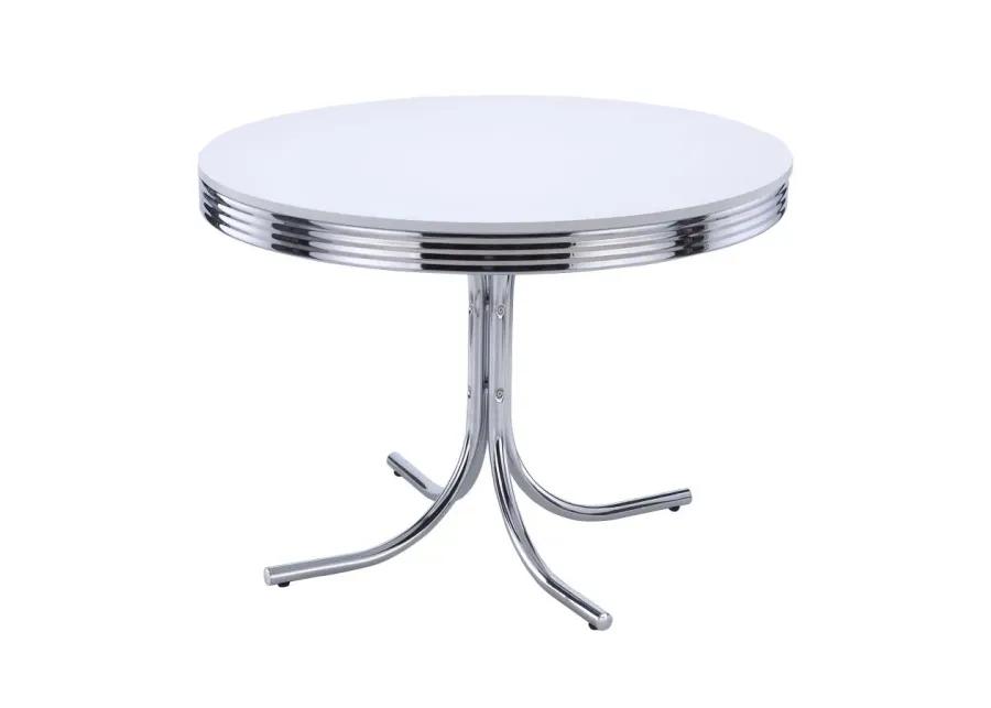 Retro 5-piece Round Dining Set Glossy White and Black