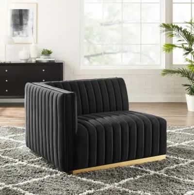 Conjure Channel Tufted Performance Velvet Left-Arm Chair