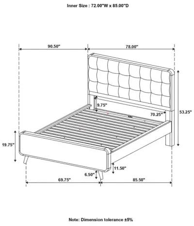 Robyn California King Bed with Upholstered Headboard Dark Walnut