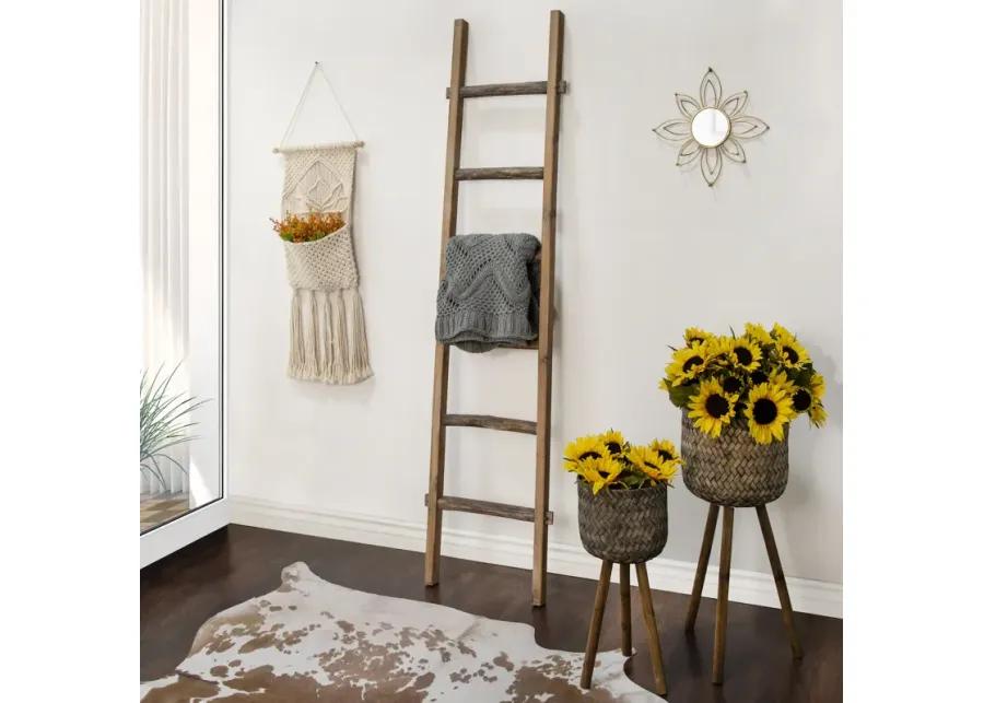 Wooden Decorative 76" Ladder,brown