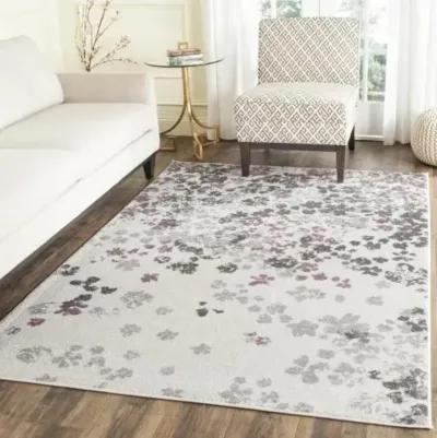 Adirondack Contemporary Ivory / Purple 2'-6" X 10' Powerloomed Rug