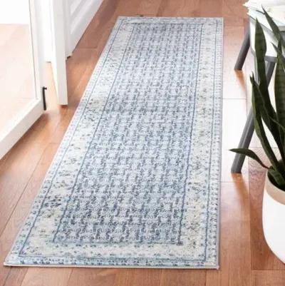 Brentwood 899 Ivory / Aqua 2' X 12' Runner Powerloomed Rug