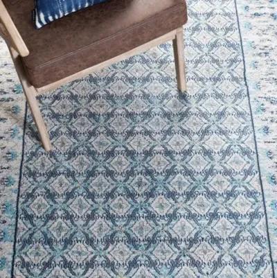 Brentwood 899 Ivory / Aqua 2' X 12' Runner Powerloomed Rug