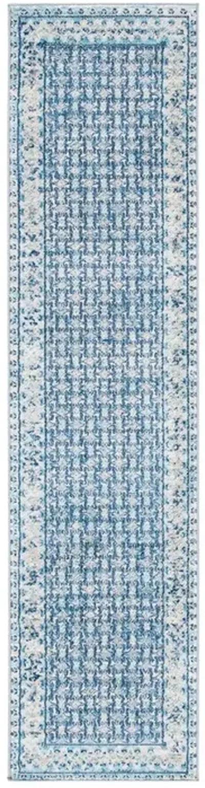 Brentwood 899 Ivory / Aqua 2' X 12' Runner Powerloomed Rug