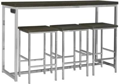 Cassidy 4-piece Rectangular Counter Height Set Dark Oak and Chrome