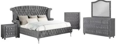 Deanna Upholstered Tufted Bedroom Set Grey