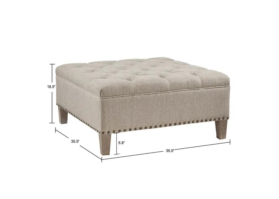 Madison Park Lindsey Taupe Tufted Square Cocktail Ottoman