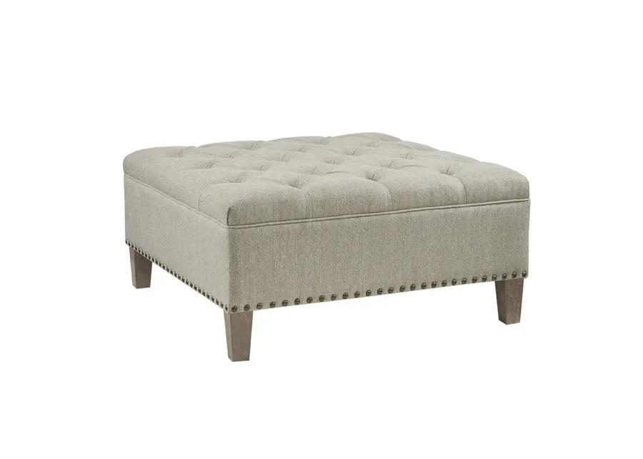 Madison Park Lindsey Taupe Tufted Square Cocktail Ottoman