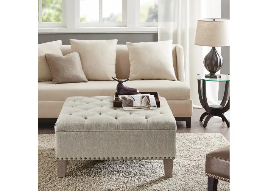 Madison Park Lindsey Taupe Tufted Square Cocktail Ottoman