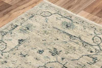 Platinum Beige/Green Distressed Classical Proprietary Wool 10' x 13' Rectangle Rug