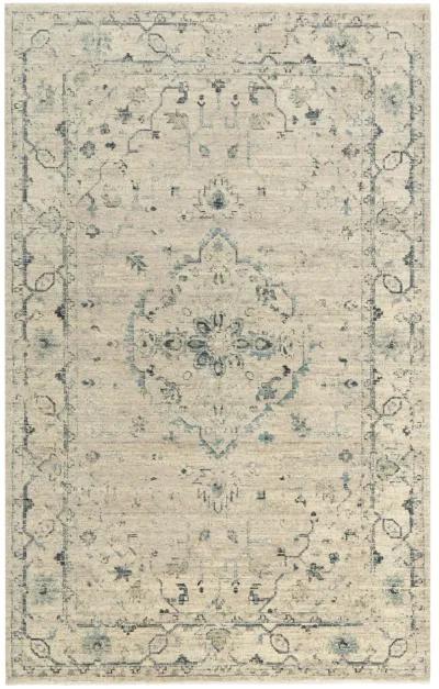 Platinum Beige/Green Distressed Classical Proprietary Wool 10' x 13' Rectangle Rug