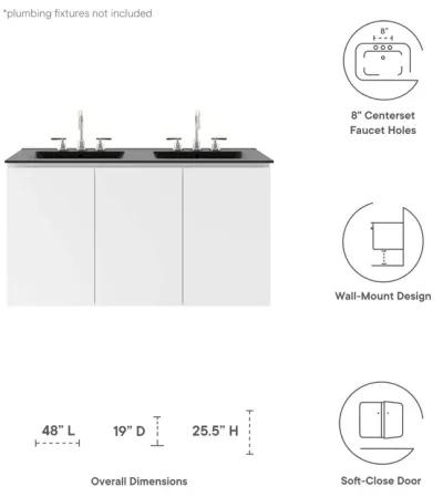 Bryn 48" Wall-Mount Double Sink Bathroom Vanity