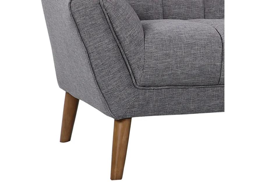 Cobra Mid-Century Modern Sofa in Dark Gray Linen and Walnut Legs