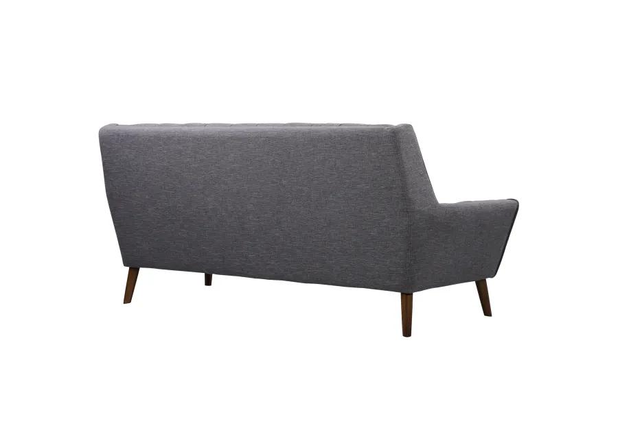 Cobra Mid-Century Modern Sofa in Dark Gray Linen and Walnut Legs