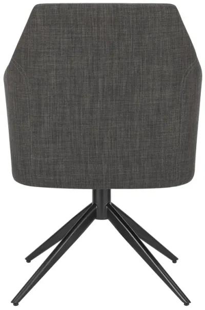 Signa Armchair in Charcoal Fabric with Black Steel Base - Set of 1