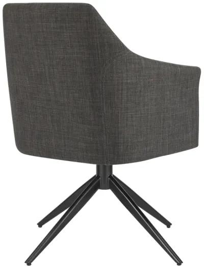 Signa Armchair in Charcoal Fabric with Black Steel Base - Set of 1