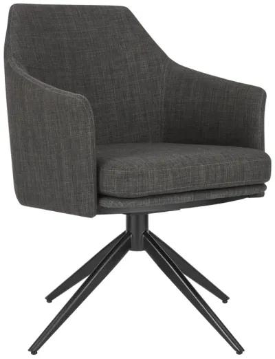 Signa Armchair in Charcoal Fabric with Black Steel Base - Set of 1